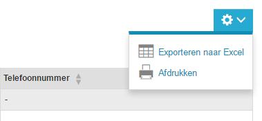 6 Algemeen Afdrukken/exporteren Verschillende pagina s hebben in MobiliteitsNET de mogelijkheid gekregen om de data af te drukken of te exporteren naar Excel.