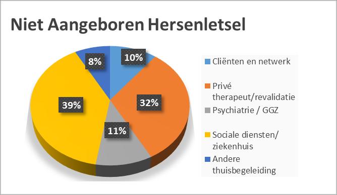 Medici en sociale diensten, vaak verbonden aan een ziekenhuis blijven voor alle doelgroepen de belangrijkste verwijzers.