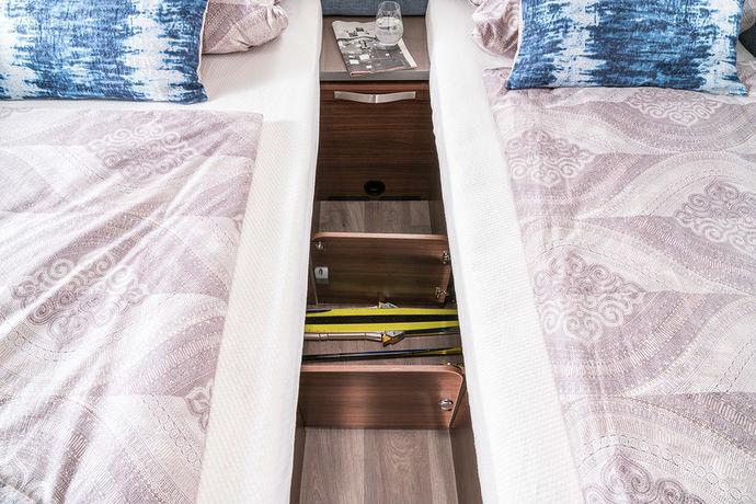 Opbergruimte in de bedkast Handig doorlaadvak De houten lattenbodem onder alle vaste bedden kan omhoog worden