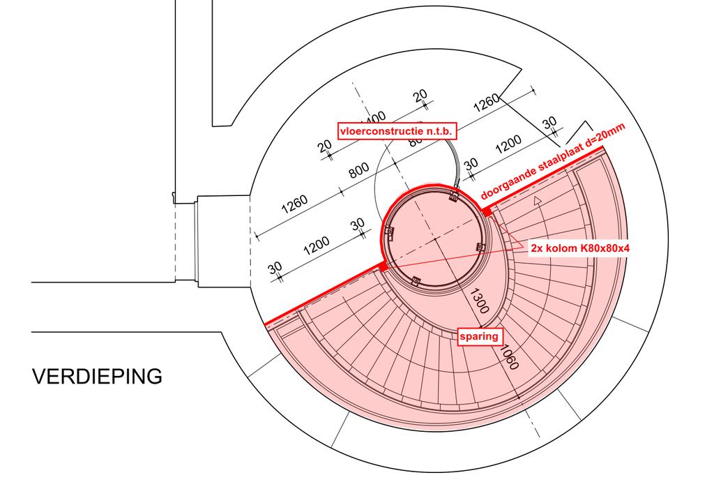 De opbouw en spanrichting van de bestaande houten verdiepingsvloer is nog niet bekend. Dit is wel van grote invloed op het constructieve ontwerp van de aanpassingen aan deze vloer.