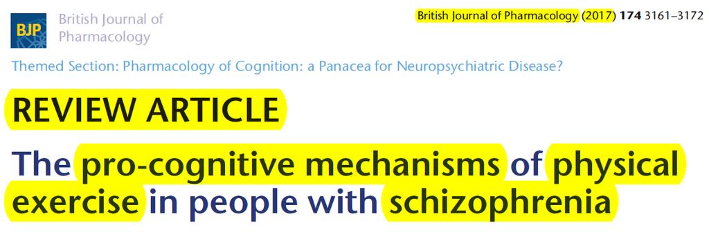Systematische review 14 onafhankelijke studies, 423 patiënten met schizofrenie 7 neuro-imaging studies: OVERALL CONCLUSIE fysieke activiteit leidt tot verbetering Veranderingen breinvolume