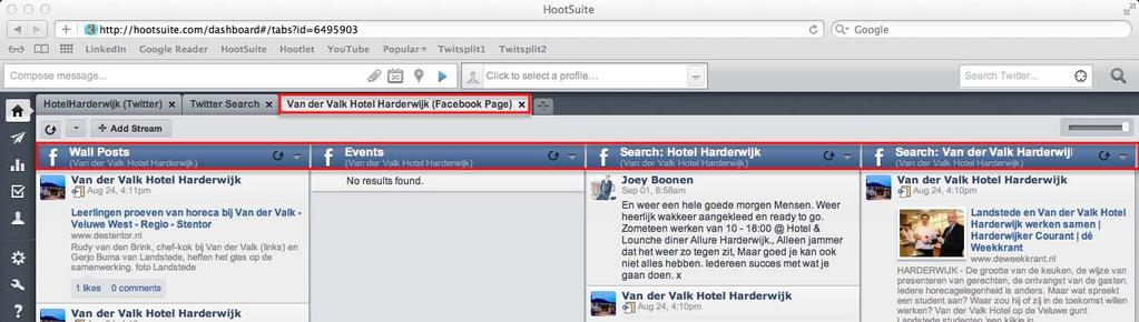 Facebookpage Tab Naast de Twitter tab en de Twitter Search tab, is er ook een tab voor de Facebookpagina.