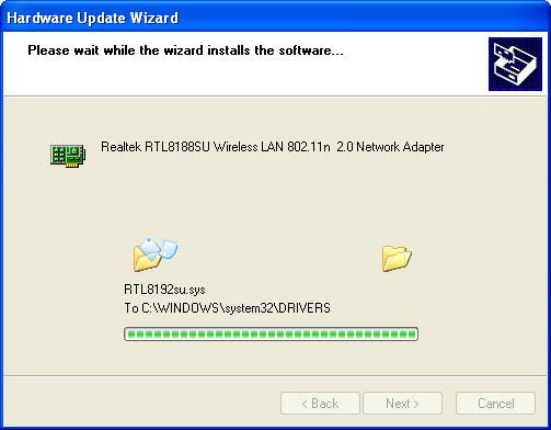 Het "De hardware update voltooien wizard" scherm verschijnt.