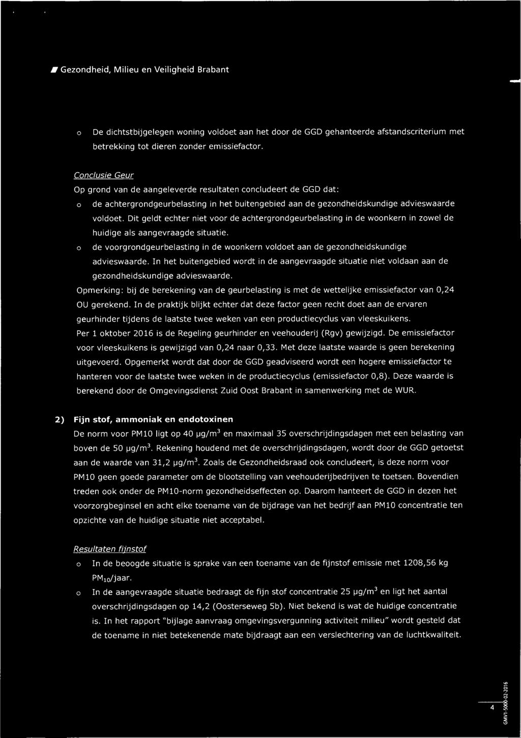 o De dichtstbijgelegen woning voldoet aan het door de GGD gehanteerde afstandscriterium met betrekking tot dieren zonder emissiefactor.