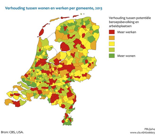Download figuur [3] [/figuurgroep] Werkgelegenheid het grootst in het stedelijk gebied In de vier grootste steden van Nederland bevindt zich bijna 17% van het totale aantal arbeidsplaatsen in