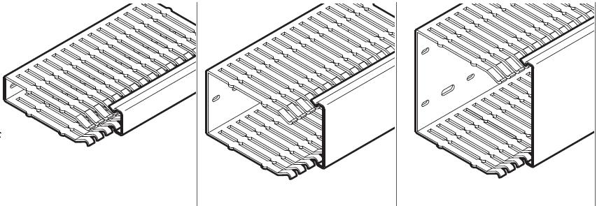 H X B 100x25 100x62,5 100x100 Nuttige doorsnede 2500 5245 9065 in mm² 190 409 637 130 280 438 113 244 418 kabels 4 mm² kabels 6 mm² 78 168 288 Classificatie volgens EN 50085-2-3 Minimale temperatuur