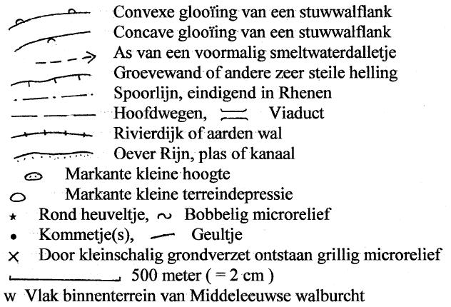 7 Het reliëf ten oosten van Rhenen Van enkele stuwwalkruinen is de hoogteligging in meters boven N.A.P. vermeld. Microreliëf werd slechts indicatief aangegeven.