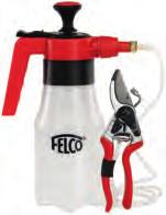 Verstuiving-snoeischaren FELCO 19 FELCO 8 met verstuivingssysteem Verstuiving-snoeischaar. Gerichte straal gesynchroniseerd met de knipbeweging. 1 liter-tank met handmatige drukregeling.