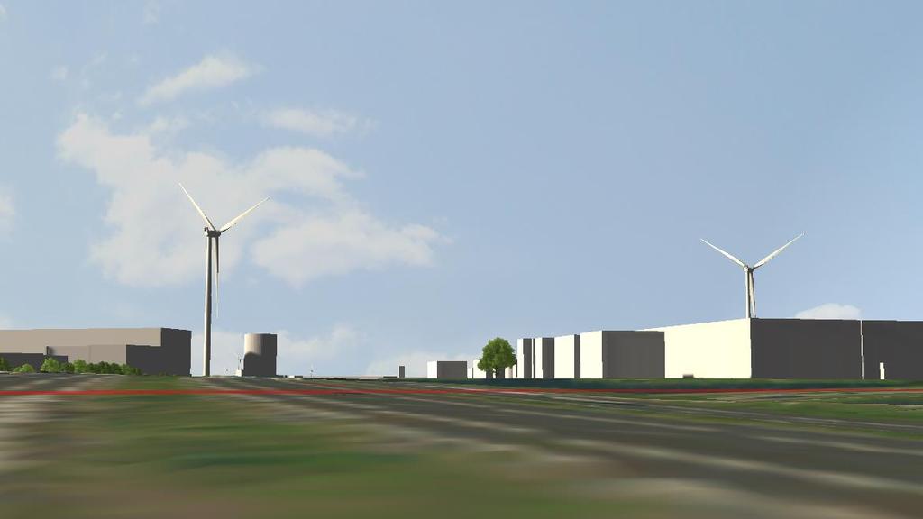 534 Figuur 40.6 Voorbeeldopstelling onderzoeksgebied #35 standpunt A4 Bron: Rom3D De windturbines zullen vanuit de randen van de kernen Schiedam en Pernis goed zichtbaar zijn.