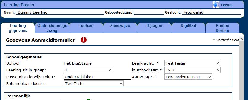 Aanvraag Extra ondersteuning starten Om een aanvraag extra ondersteuning te starten dient bij het aanmeldformulier de juiste aanvraagsoort aangegeven worden.