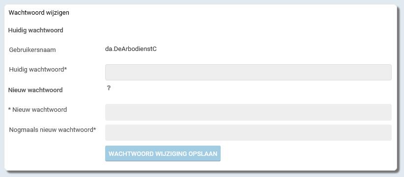 Wanneer u voor het eerst inlogt, dient u eenmalig uw wachtwoord aan te passen. Voer deze wijziging door en klik op Wachtwoord wijzigen opslaan.