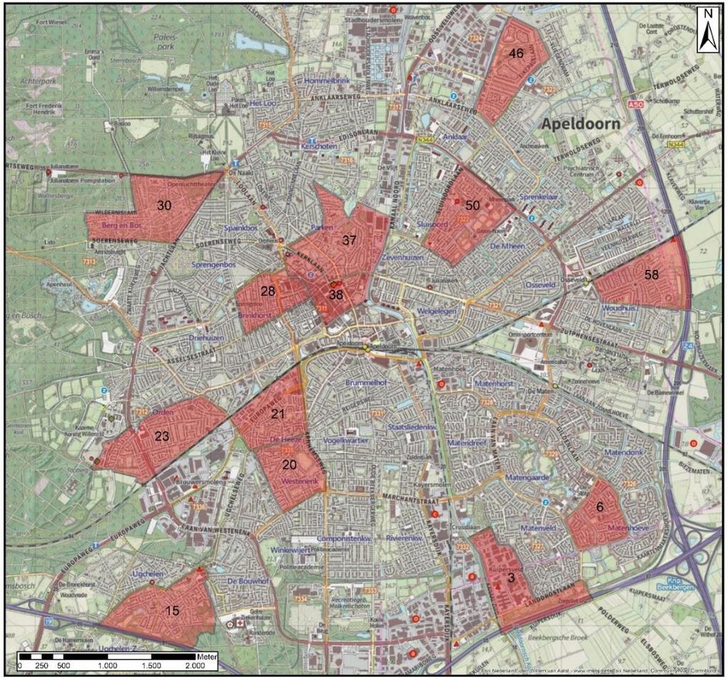 Huismus - inventarisatie 15% oppervlakte Apeldoorn 740 ha 13 representatieve deelgebieden Industriegebied en kantoren (3, 21, 28 Bosrijke