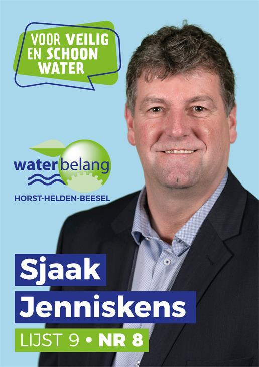 Voor veilig en schoon water! Ik ben namens lokaal Waterbelang Horst Helden Beesel kandidaat voor de Waterschapsverkiezingen.