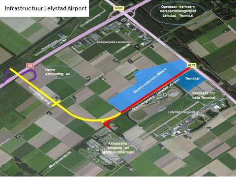 Figuur 1: globale ligging Halve Aansluiting en Verbindingsweg Voorzien wordt in: - Aansluiting op de A6 - Aansluiting op de Ontsluitingsweg van de Luchthaven Lelystad Airport - Verbindingsweg tussen