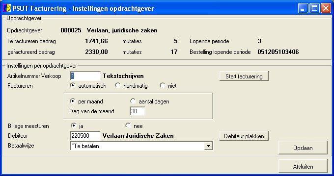 12 Handleiding PSU Tijdschrijven (Server) Facturering versie 1.00 15 december 2005 2.