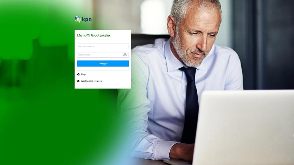 1 Vul uw inlognaam en wachtwoord in om in te loggen op MijnKPN Grootzakelijk U kunt u wachtwoord opnieuw instellen via Wachtwoord vergeten Via een