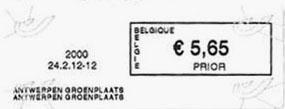 6 e periode van 17.06.2012 tot heden 1. De frankeermachine in het kantoor Antwerpen Groenplaats printte op 24.2.2012 de tekst PRIOR als gebruikelijk met hoofdletters, maar vier maanden later, op 19.