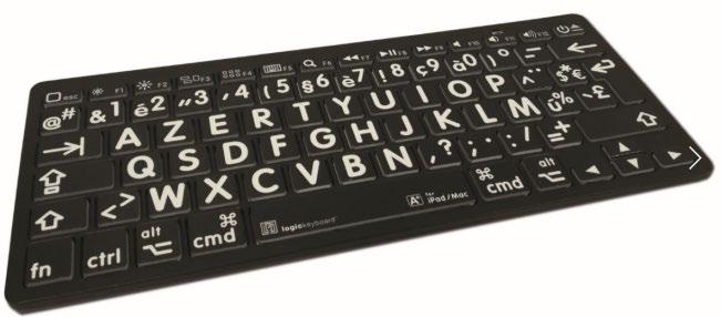 28,8 cm x 12,3 cm ZoomText toetsenbord AI² Azerty toetsenbord met grote letters Hoog contrast: zwarte toetsen met witte letters of
