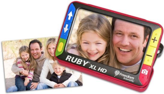 Ruby XL HD - Freedom Scientific Scherm 5 : 12,7 cm diagonaal Traploze vergroting: 2x tot 14x Beeldmasker en leeslijnen Opslag 80 beelden, uitwisselbaar met PC Inklapbaar handvat en