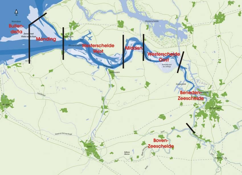 Figuur 7-1: Studiegebied morfologie 7.4.2 Historiek van het Schelde-estuarium Het ontstaan van het estuarium verklaart voor een groot deel de huidige vorm van het estuarium.