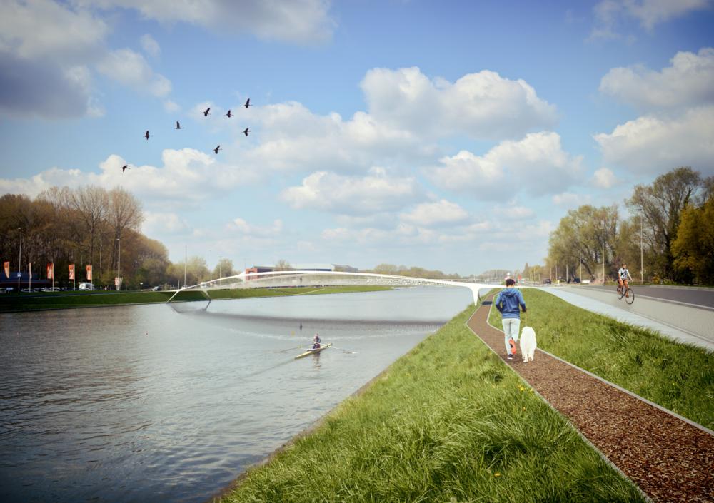 23 augustus 2019, 11:00 (CEST) Nieuw ontwerp voor brug over de Watersportbaan Het bureau Ney & Partners start met de studie voor de bouw van een fiets- en voetgangersbrug over de Gentse