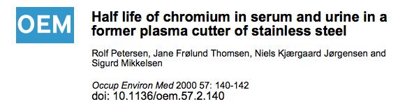 6.2 Beoordeling uitslagen: langdurig uitscheiding chroom in urine bij gepensioneerde lasser (Petersen, 2000) Na pensionering lasser jaren