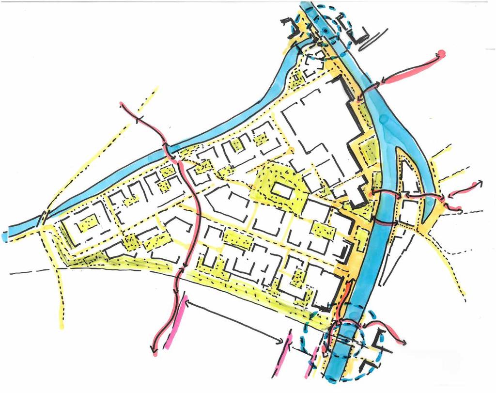 3. De ontwerpopgaven Het gebied: versterken gebiedsidentiteit gastvrij centrum centrummilieu van straten, stegen, pleinen en parken 1e rij hoogbouw van 0 tot 65 m vanaf de kade 2e rij hoogbouw van 65