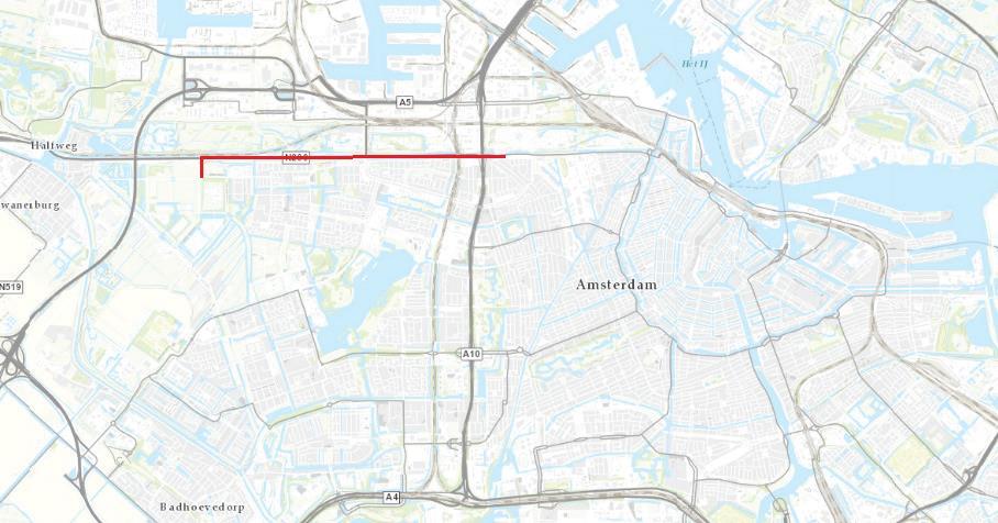 Plaats van activiteit 3 van 5 De werkzaamheden worden uitgevoerd in stedelijk gebied en langs de Haarlemmerweg N200.