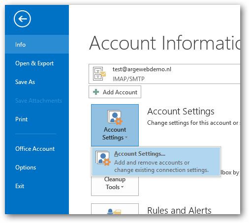 E-mailadres wijzigen binnen Outlook office Voor het wijzigen van uw e-mailinstellingen is Outlook 2013 als voorbeeld gebruikt, maar in Office 365,