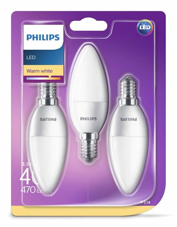 PHILIPS LED Kaarslamp 5,5W (40W) E14 Warmwit Niet-dimbaar Licht dat fijn is voor uw ogen Licht van slechte kwaliteit kan leiden tot vermoeidheid van