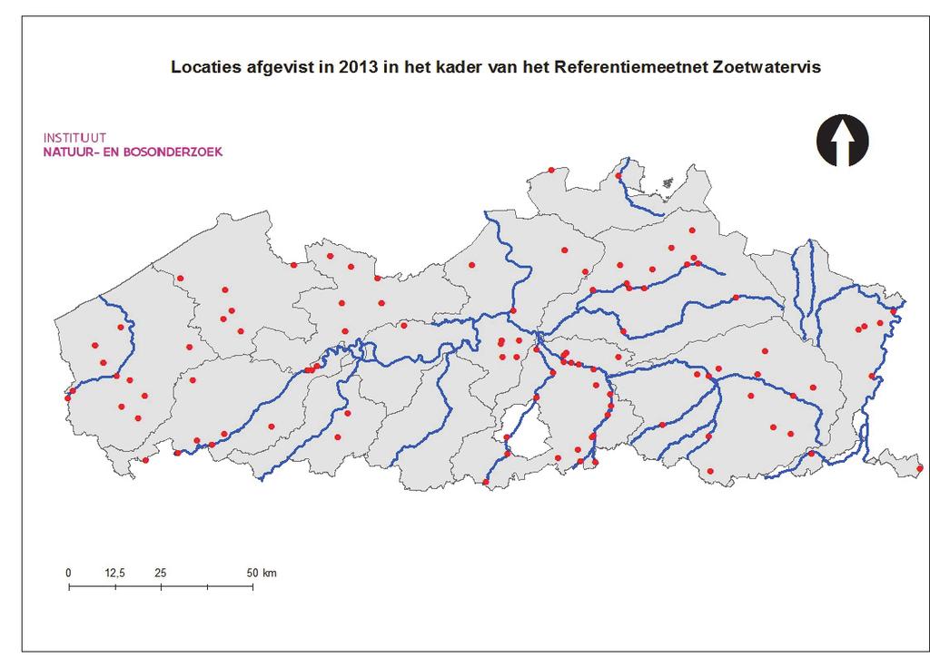 Figuur 1: Overzicht van de in 2013 beviste locaties in het kader van het