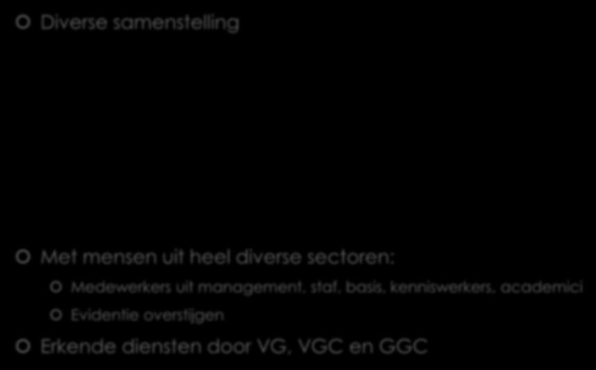 Intersectorale Reflectiegroep Inspiria Diverse samenstelling Algemeen welzijnswerk Personen met beperking Woonzorg Thuisloosheid, asiel Armoede Diversiteit Jeugd Wonen Zingeving Gezondheid