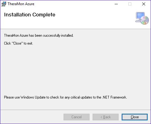 Theremon Cloud Versie 2019 17. Klik op sluiten (Close) om de installatie af te ronden 2.