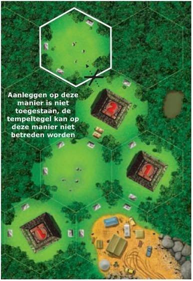 Kenmerken van de verschillende terreintegels: Oerwoud: Hier kan een eigen kamp opgericht worden. Dit kamp is via een geheime doorgang verbonden met het basiskamp en met het tweede eigen kamp.