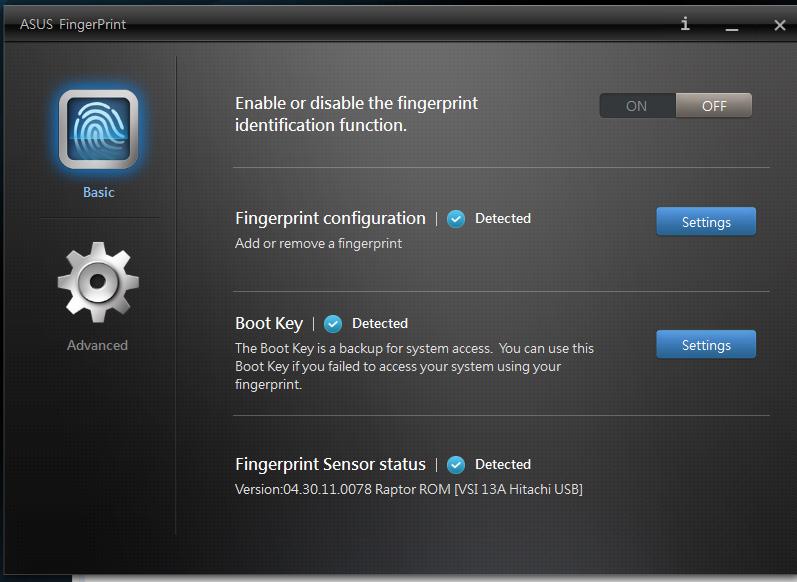 Later kunt u dit venster ook openen door de app ASUS FingerPrint te starten vanaf het startscherm.