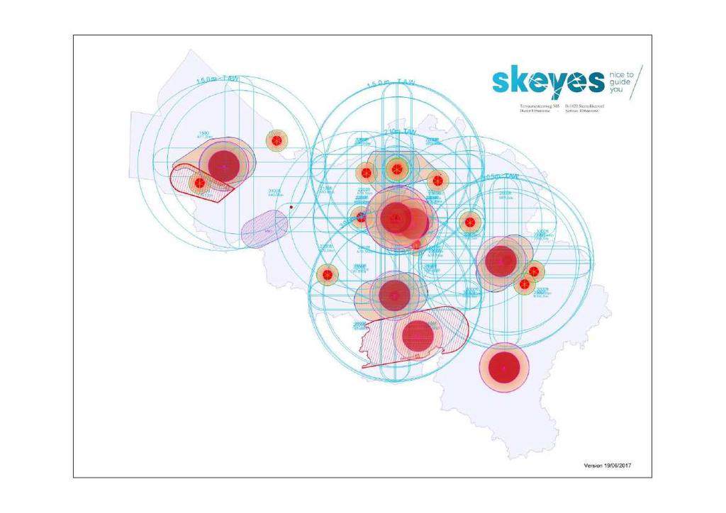 Figuur 4-29 Wind Turbine Consultation Map van Skeyes, met aanduiding van het projectgebied (versie 19/06/2017, https://www.