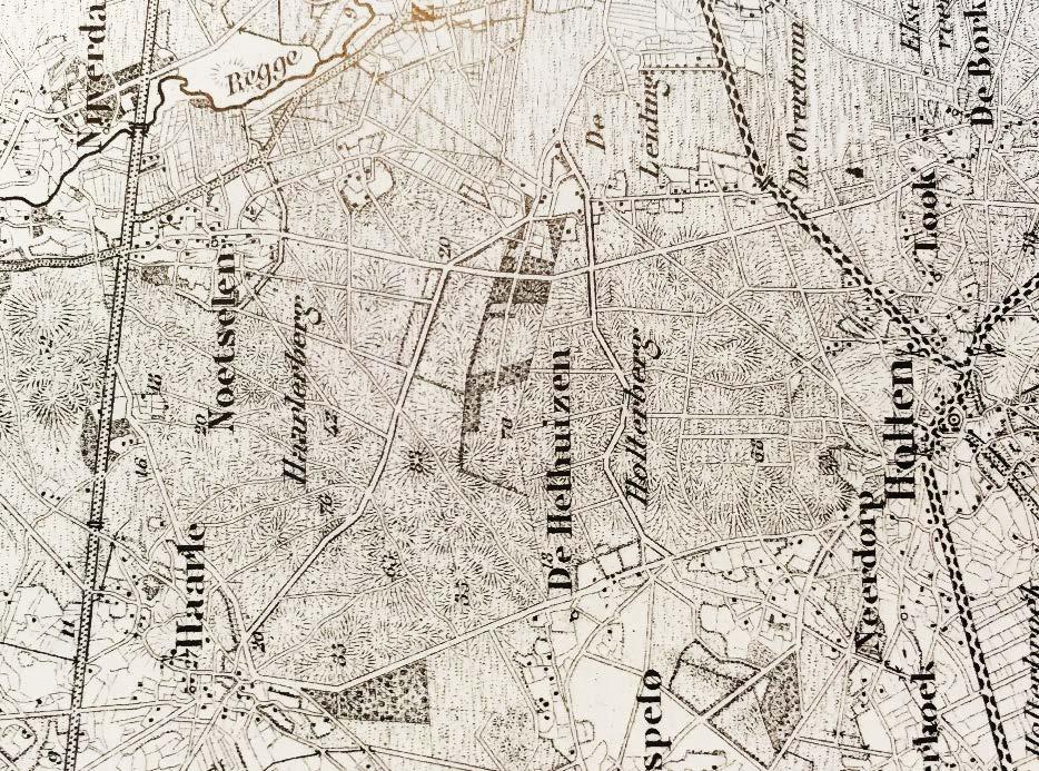 Figuur 3.4. Topografische kaart uit 1868 (links) en 2002 (rechts) van de Sallandse heuvelrug.