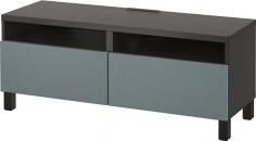 Zwartbruin/SELSVIKEN hoogglans licht grijsgroen/stallarp poten. BESTÅ tv-meubel met lades. 120 40 74 cm.
