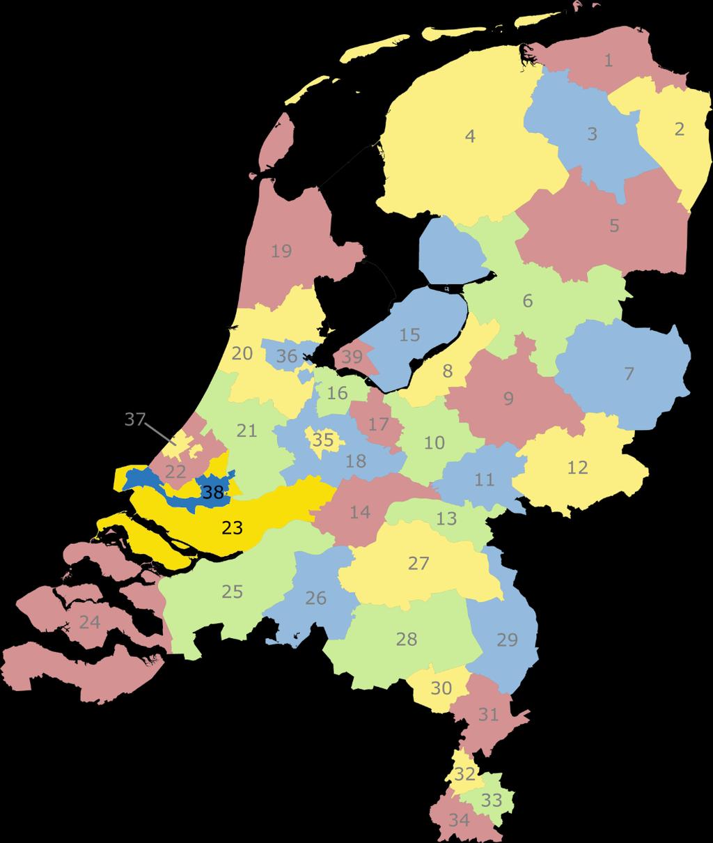 A RPA-indeling nr RPA 1 Noord-Groningen 2 Oost-Groningen 3 Centraal-Groningen 4 Friesland 5 Zuid- en Midden-Drenthe 6 IJssel en Vecht 7 Twente 8 Noordwest-Veluwe 9 Stedendriehoek 10 De Vallei 11