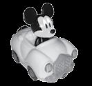 ACTIVITEITEN Mickey Mouse Cabrio 1. Verschuif de Aan/Uit-schakelaar om het speelgoed aan te zetten. Je hoort een gezongen liedje, een vrolijk zinnetje en een geluidseffect.