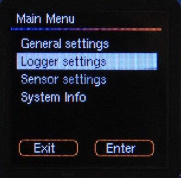 4.3 Loggerinstellingen Via het hoofdmenu kun je naar de Logger settings gaan (zie details 4.