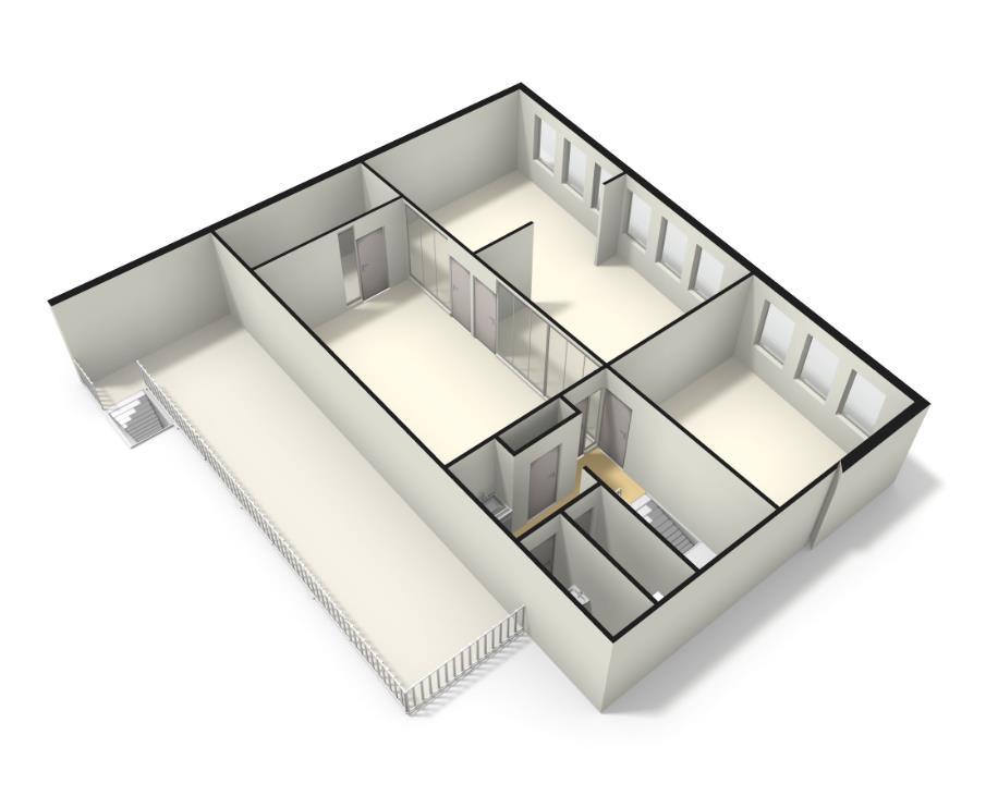 Schetsmatige 3D-plattegrondtekening van de begane grond.