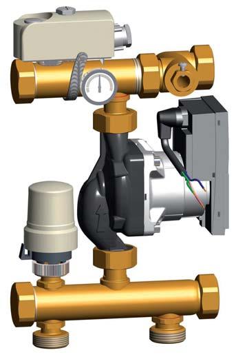 VERDELERS THERMOSTAATSYSTEMEN 6 POMPGROEP VLOERVERWARMING FRG 3015 F Kant-en-klare pompgroep voor een constante sturing van verwarmingsystemen.