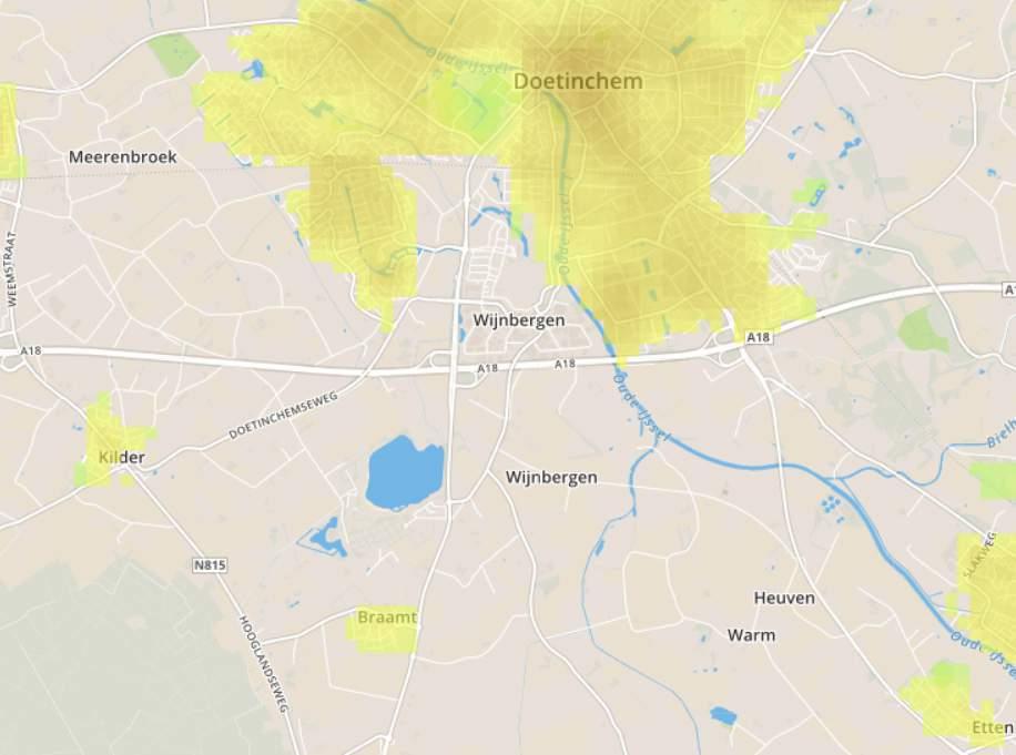 REGENWATERSTRUCTUUR De kaart laat zien hoe het water over de oppervlakte stroomt tijdens hevige neerslag.