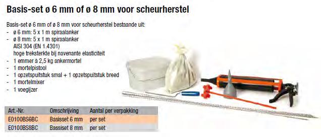 55 Ankers en houtverbindingen 57 Ijzer,staal, zink en lood Scheurherstel ABC ADAMAS Wapenings matten Omschrijving: set ABC basis set scheurherstel 6mm 145,83 Ook los verkrijgbaar prijs op aanvraag