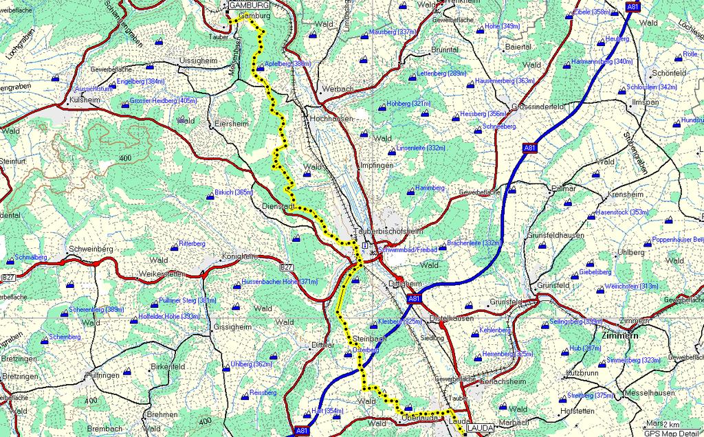 Hoogte (m Gamburg - Lauda 28-12-06 1200 1100 1000 900 800 700