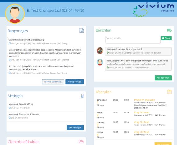 Handleiding Vivium Cliëntportaal Het cliëntportaal is een online omgeving waarin u makkelijk, snel en veilig actuele gegevens over uw zorg kunt raadplegen.