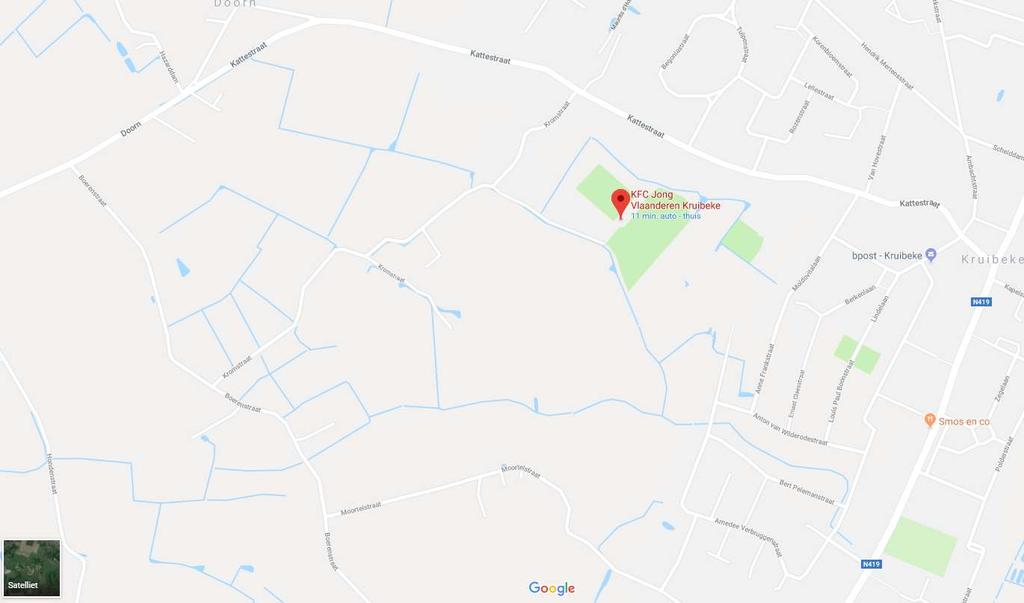 Kaart KOMENDE VAN HAASDONK/BEVEREN, SLA RECHTS AF IN DE KROMSTRAAT Molenberg PARKING INGANG KOMENDE VAN