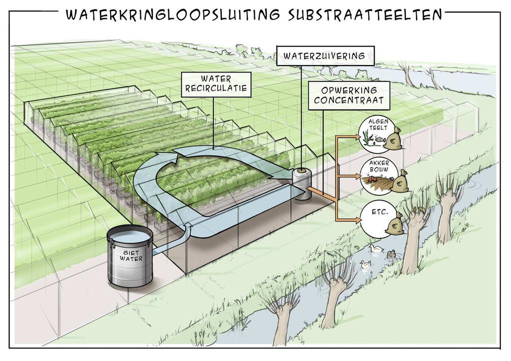 Afdekking niet nodig Diffuse lek naar drainwater in goot Frequent spuiten Restanten middel niet afgebroken Afdruip naar substraat, drain, oppervlaktewater Zuiveren restant te