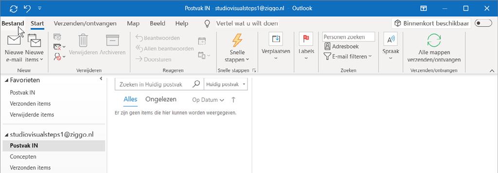 14 Basisboek Outlook 2019, 2016 en Office 365 U ziet alleen de mappen van het e-mailaccount dat u gebruikt: Tip